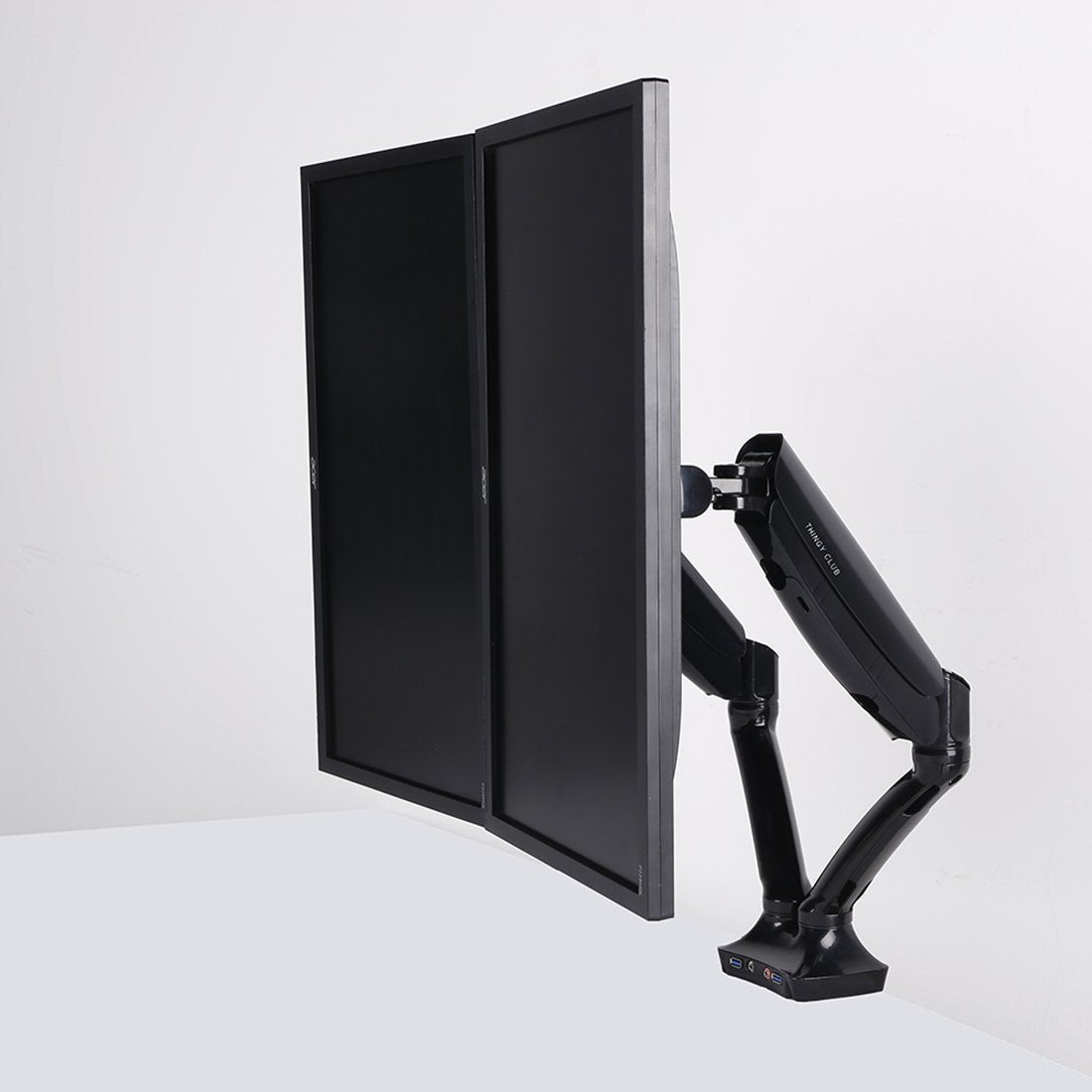 Single Pole Multi-Angle Articulating Dual Arm Dual Monitor Desk Mount